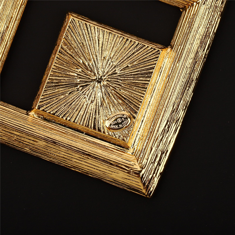 ch**el D1am0nd square rhinestone pink earrings