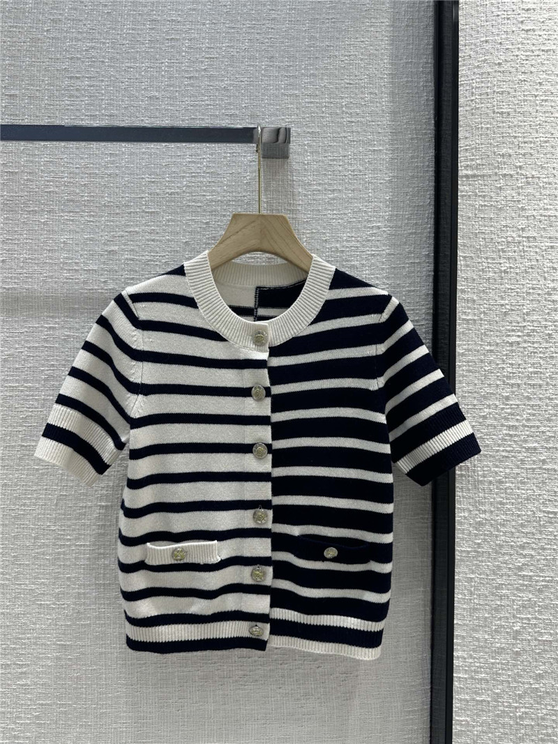 Chanel Striped Cashmere Knit Top