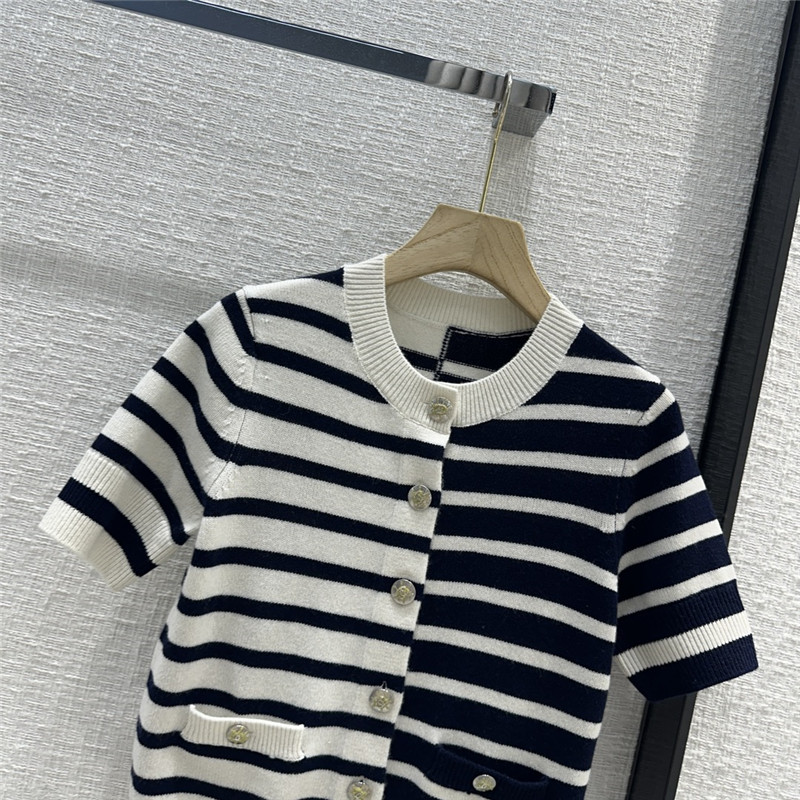 Chanel Striped Cashmere Knit Top