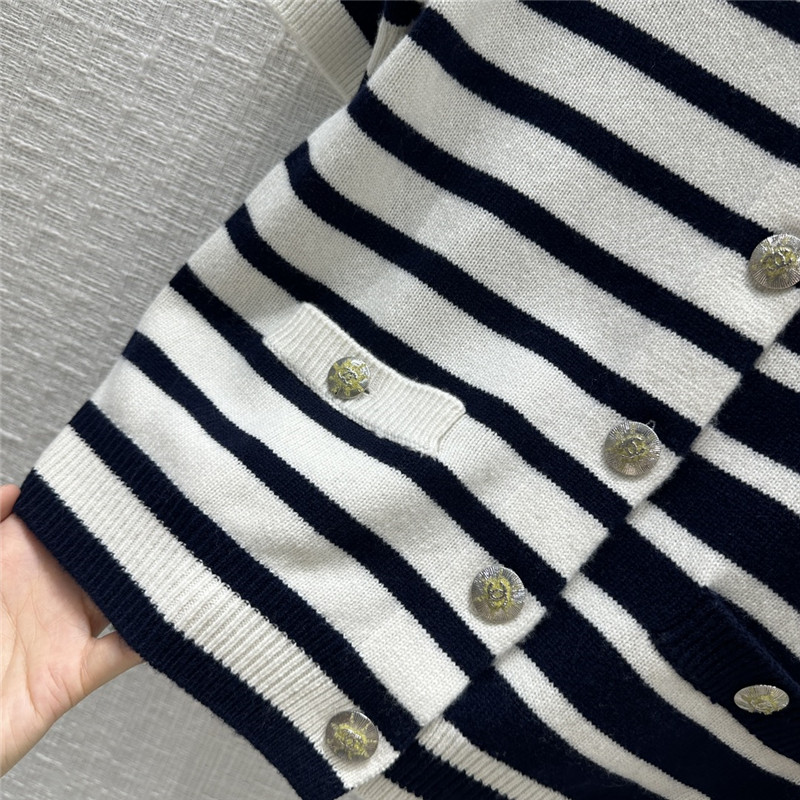 Chanel Striped Cashmere Knit Top