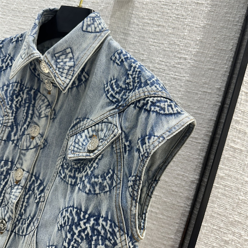 Ch**el tie-dye washed denim vest jacket replica clothing