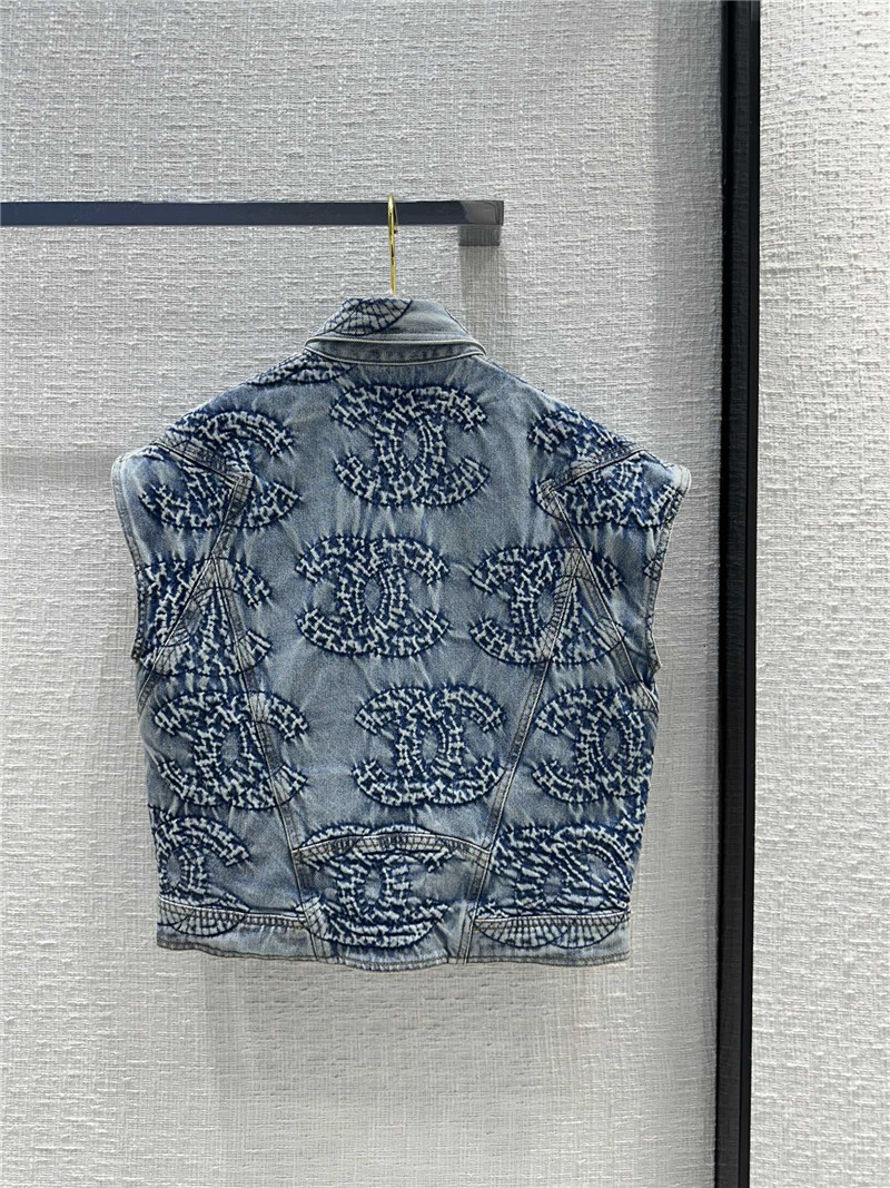 Ch**el tie-dye washed denim vest jacket replica clothing