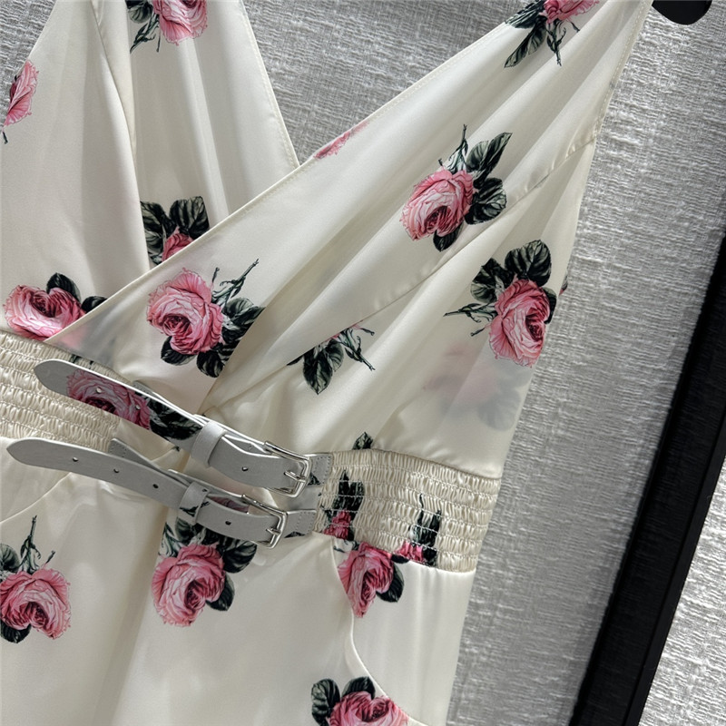 Pra*a floral print french dress replica designer clothes