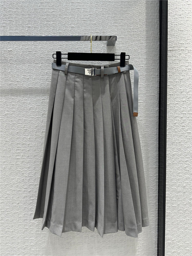 prada preppy gray pleated long skirt replica clothes