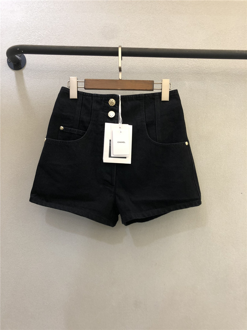 Chanel high waist denim shorts cheap designer replica clothes