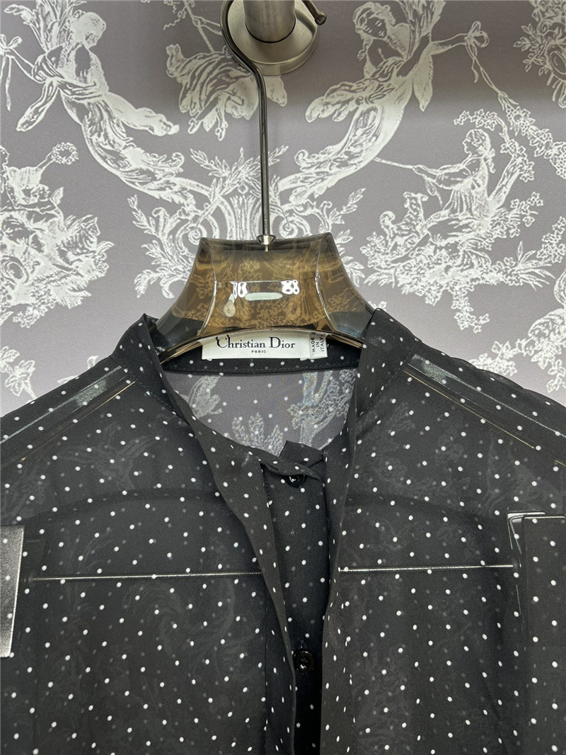 dior silk polka dot shirt replica clothes