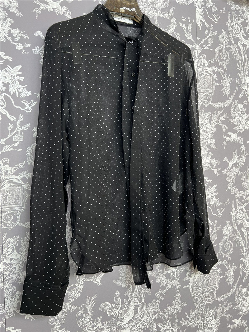 dior silk polka dot shirt replica clothes