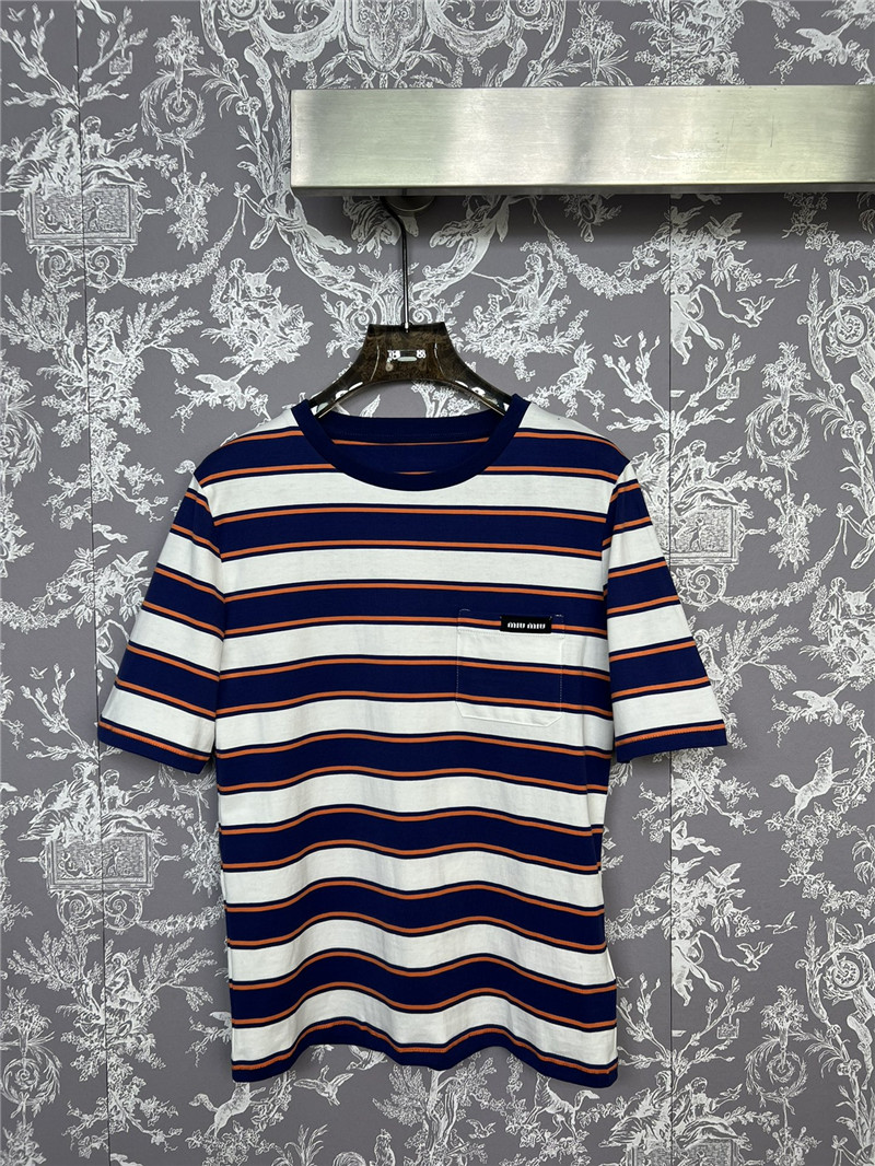miumiu new striped short-sleeved T-shirt replica clothing sites