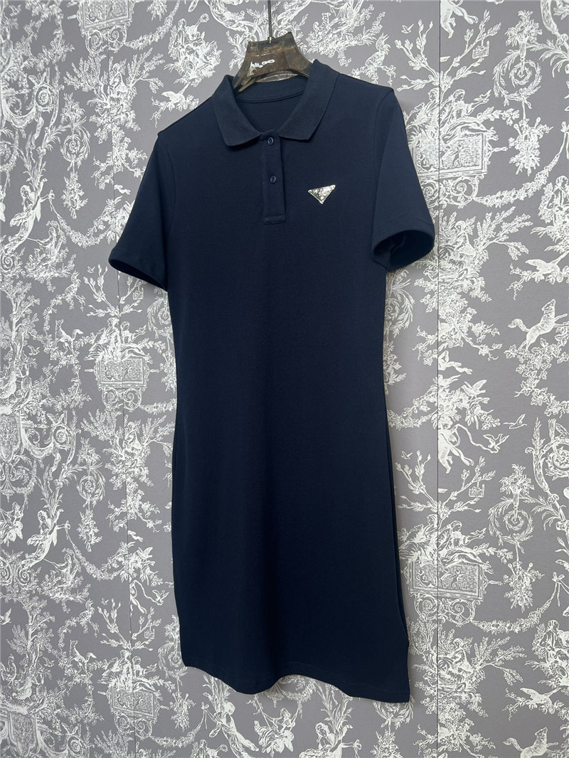 Pra*a new polo collar dress replicas clothes
