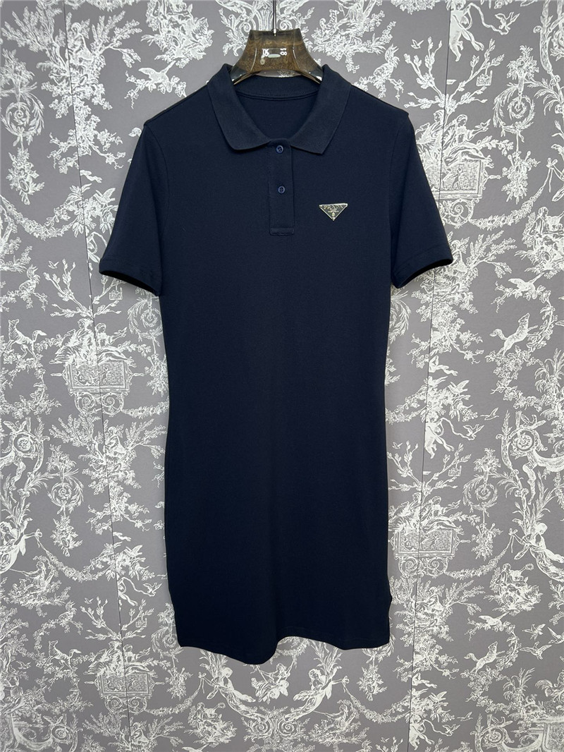 Pra*a new polo collar dress replicas clothes