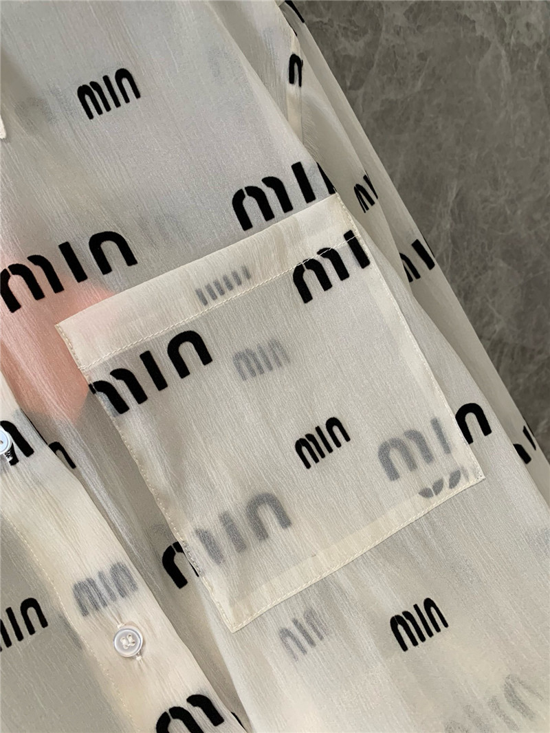 M1um1u flocked printed long-sleeved shirt replica clothes