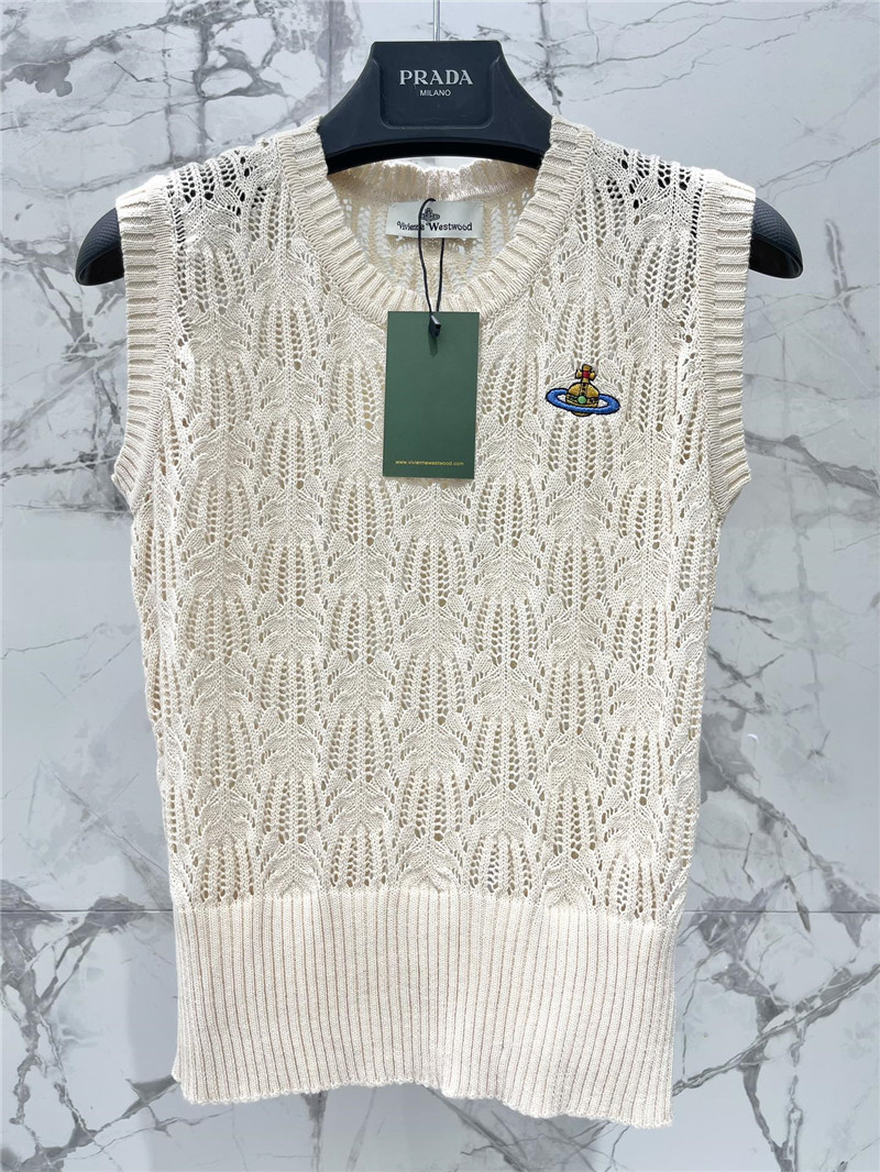 D10r hollow crochet crew neck knitted vest replica clothing sites