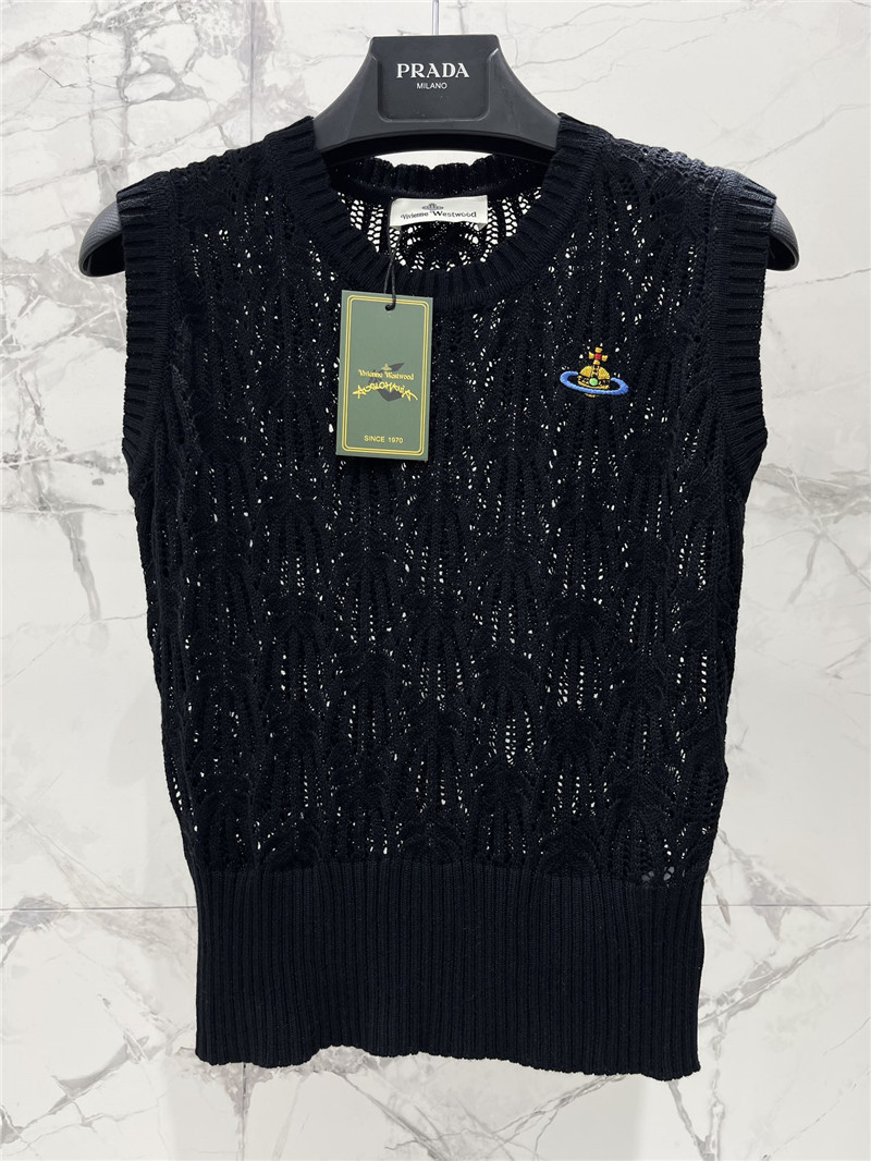 D10r hollow crochet crew neck knitted vest replica clothing sites