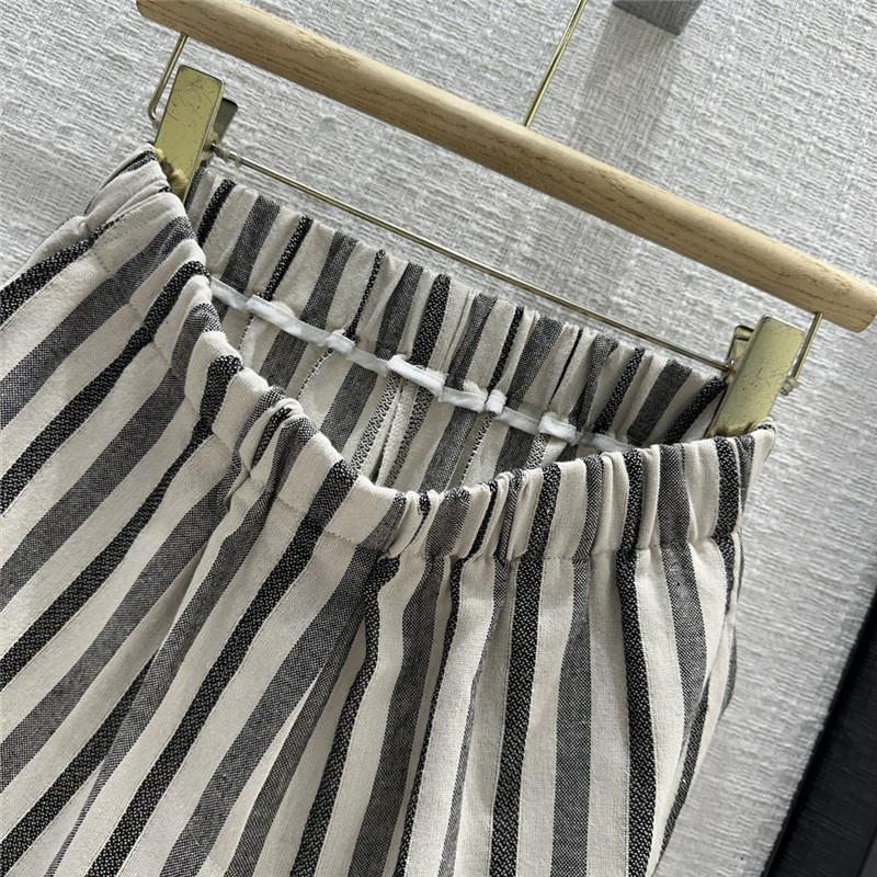 L0r0 P1ana linen cotton striped straight shorts replica clothes