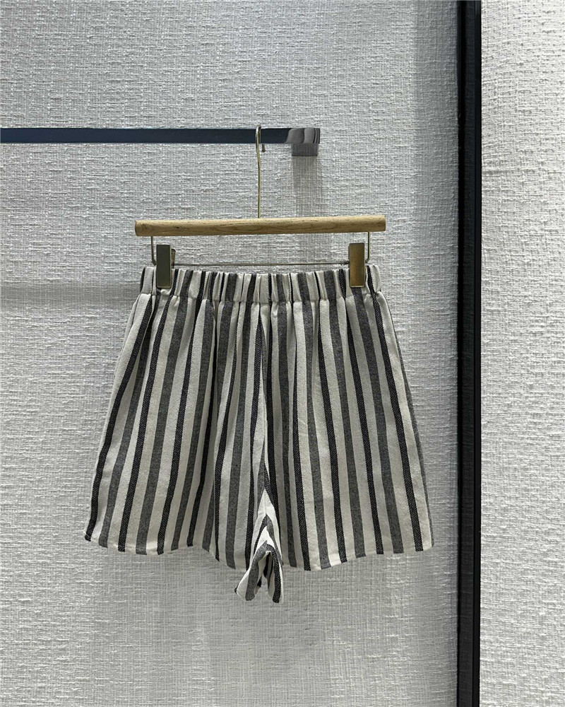 L0r0 P1ana linen cotton striped straight shorts replica clothes
