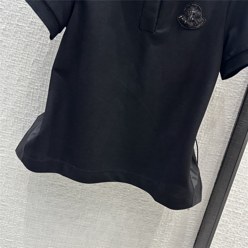 Moncler nylon patchwork polo shirt short sleeve replica clothing