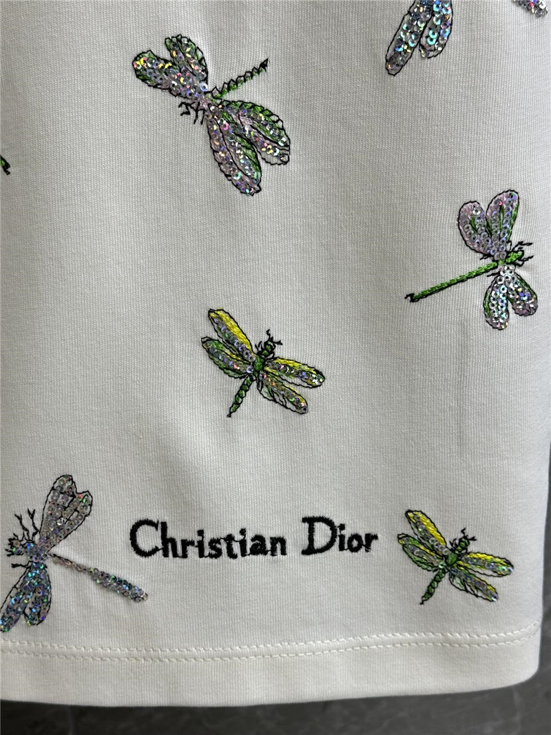dior sequined dragonfly embroidered T-shirt replica clothes