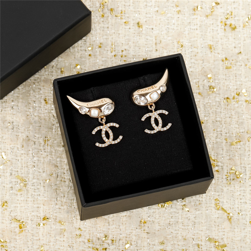 Ch**el angel wings double c earrings