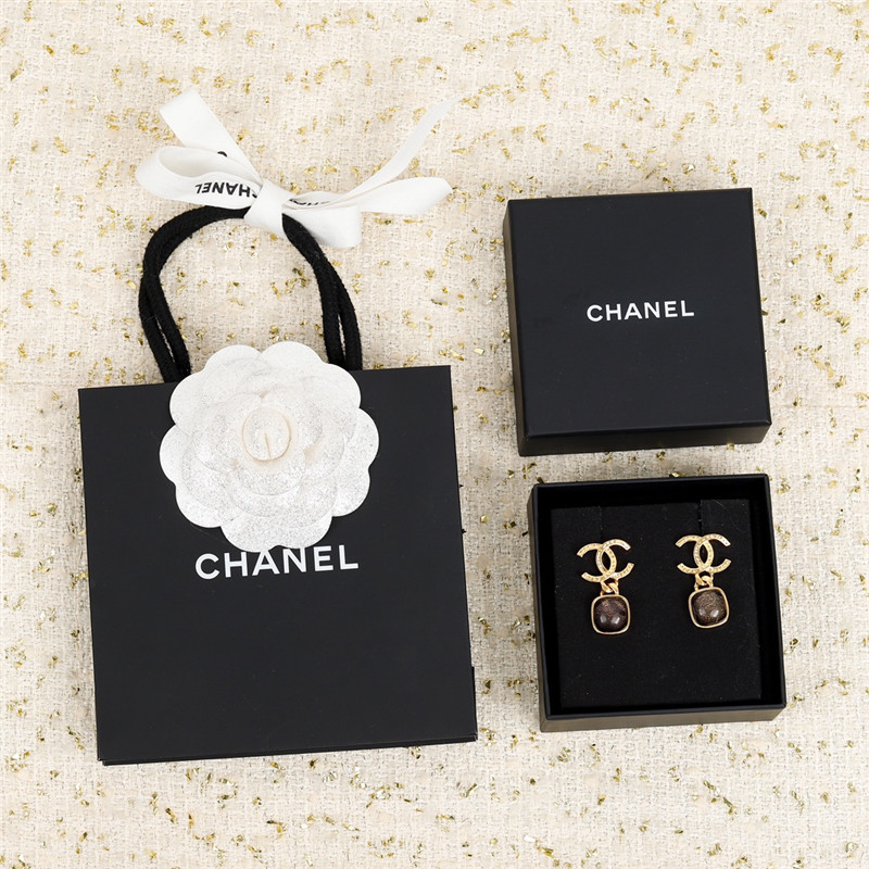 Chanel letter vintage tag earrings