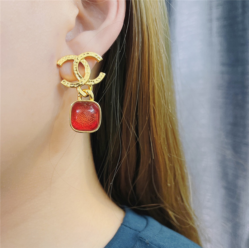 Ch**el letter vintage tag earrings