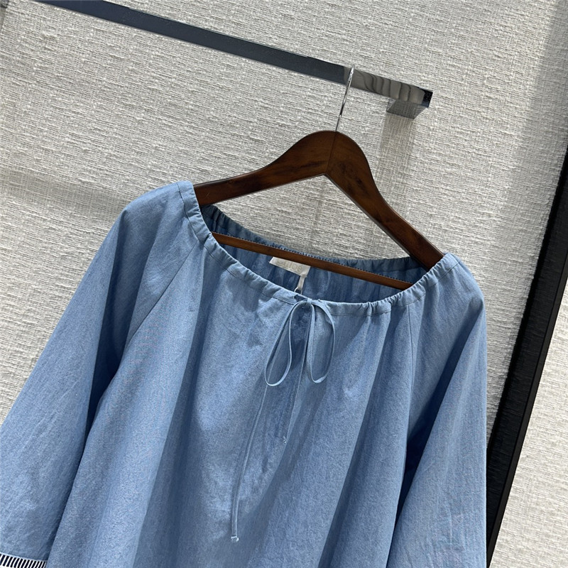 Chloé drawstring one-shoulder denim blue top replica clothing