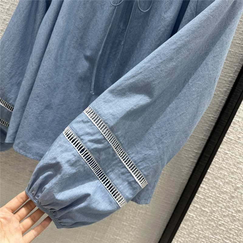 Chloé drawstring one-shoulder denim blue top replica clothing