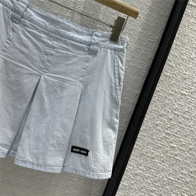 Miu Miu Light Blue Pleated Denim Miniskirt