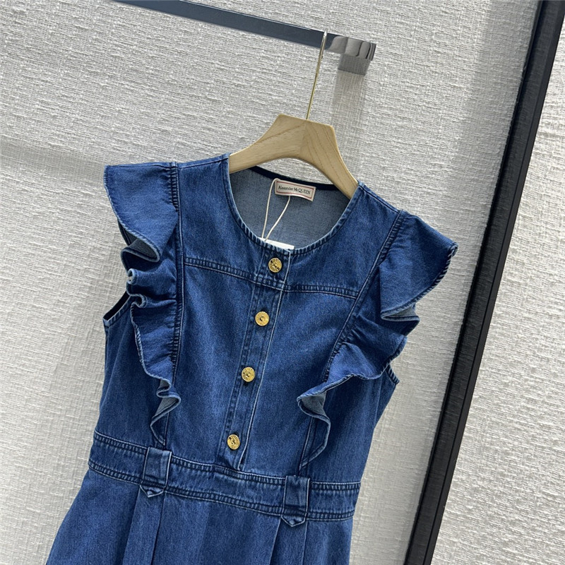 a1exa*der Mcqv*en sleeveless denim dress replica clothing