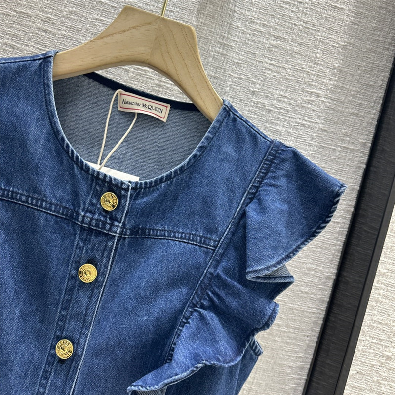 a1exa*der Mcqv*en sleeveless denim dress replica clothing