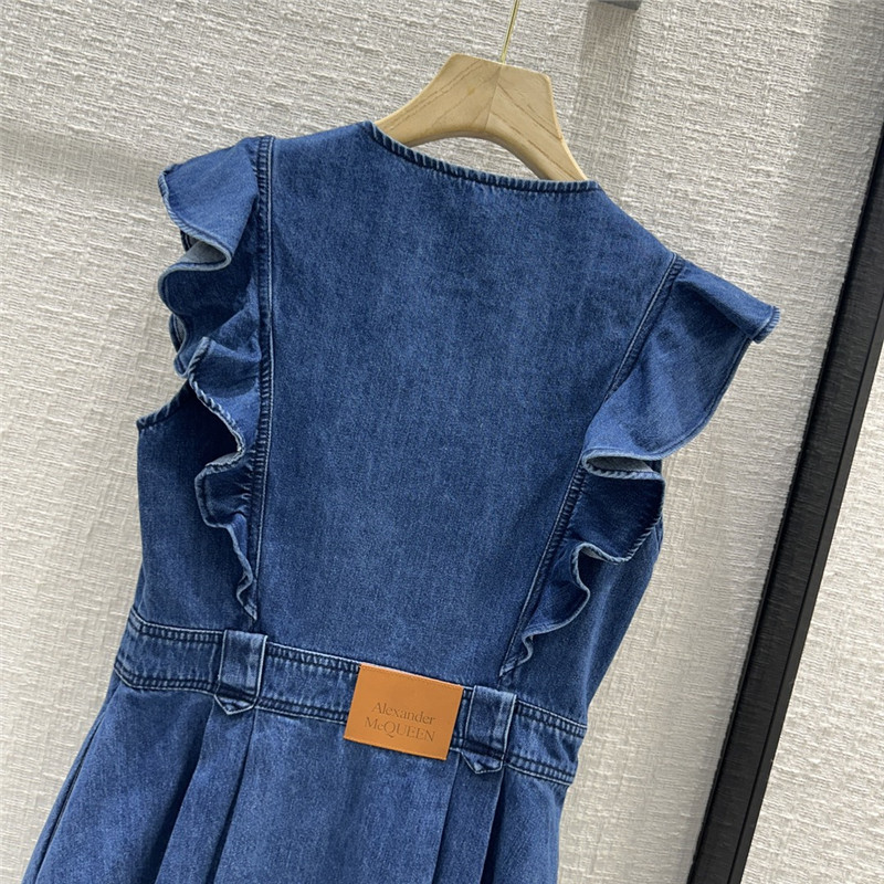 a1exa*der Mcqv*en sleeveless denim dress replica clothing