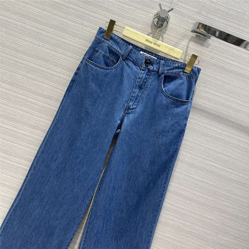 M1um1u soft denim mid-low-rise straight pants replica clothing
