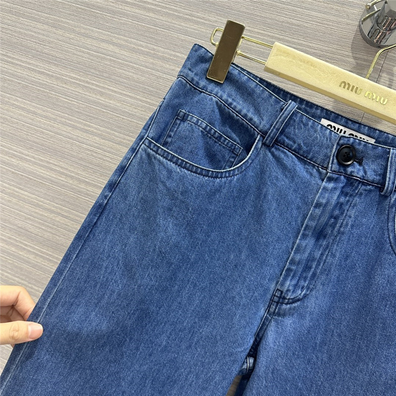 M1um1u soft denim mid-low-rise straight pants replica clothing