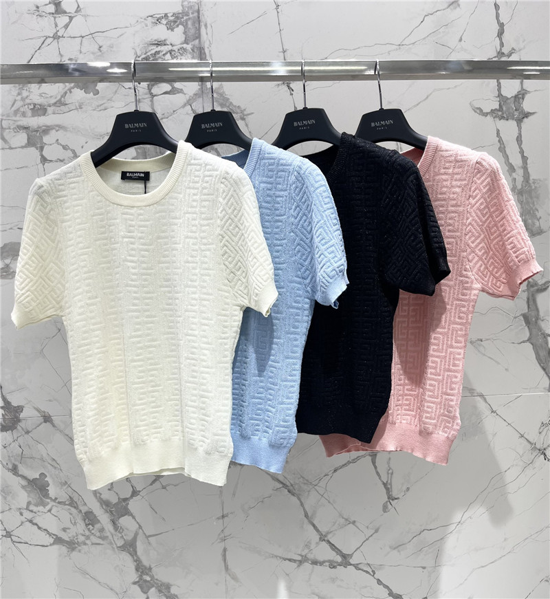 Balmain hollow round neck short sleeve replicas clothes