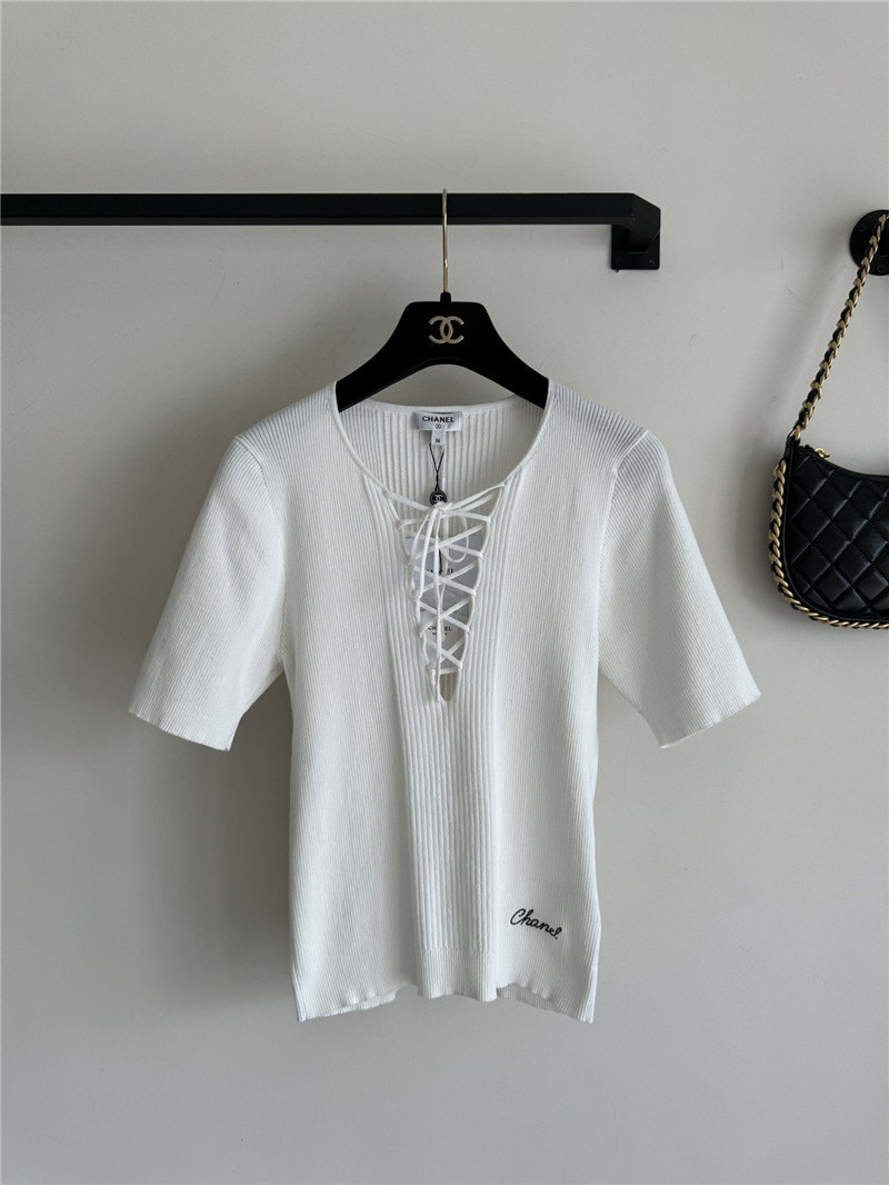Chanel lace up short sleeve replica clothing sites