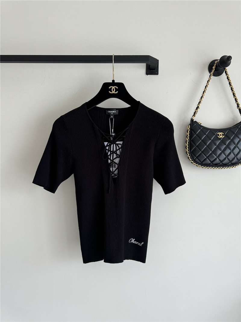 Chanel lace up short sleeve replica clothing sites