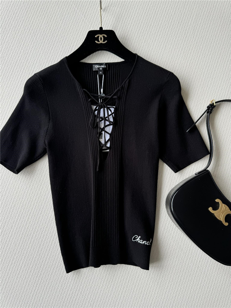 Ch**el lace up short sleeve replica clothing sites