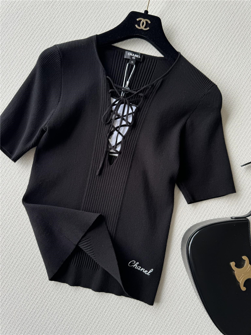 Ch**el lace up short sleeve replica clothing sites