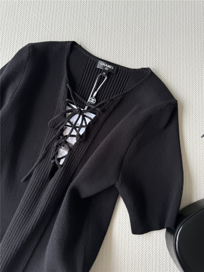 Ch**el lace up short sleeve replica clothing sites