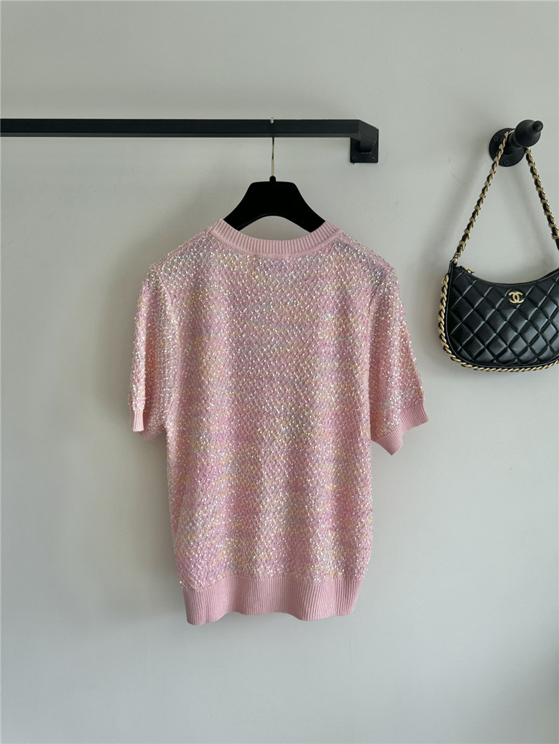 Chanel new bling beads embellished short-sleeved replica clothing