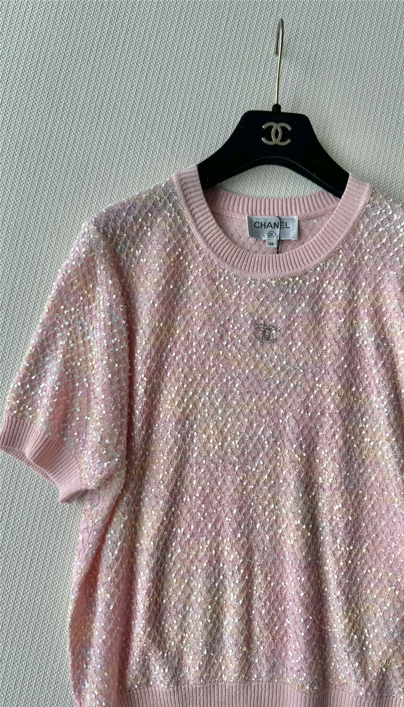 Chanel new bling beads embellished short-sleeved replica clothing