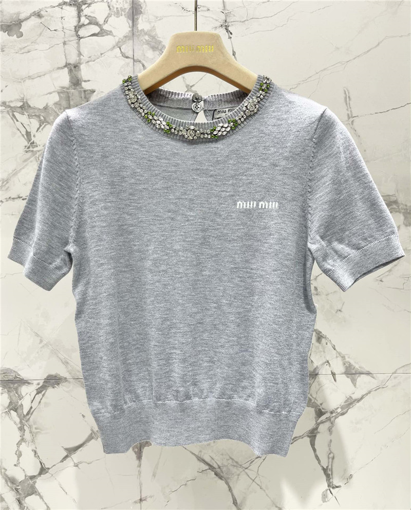 Miu Miu Sequin-embellished Short-sleeve Top