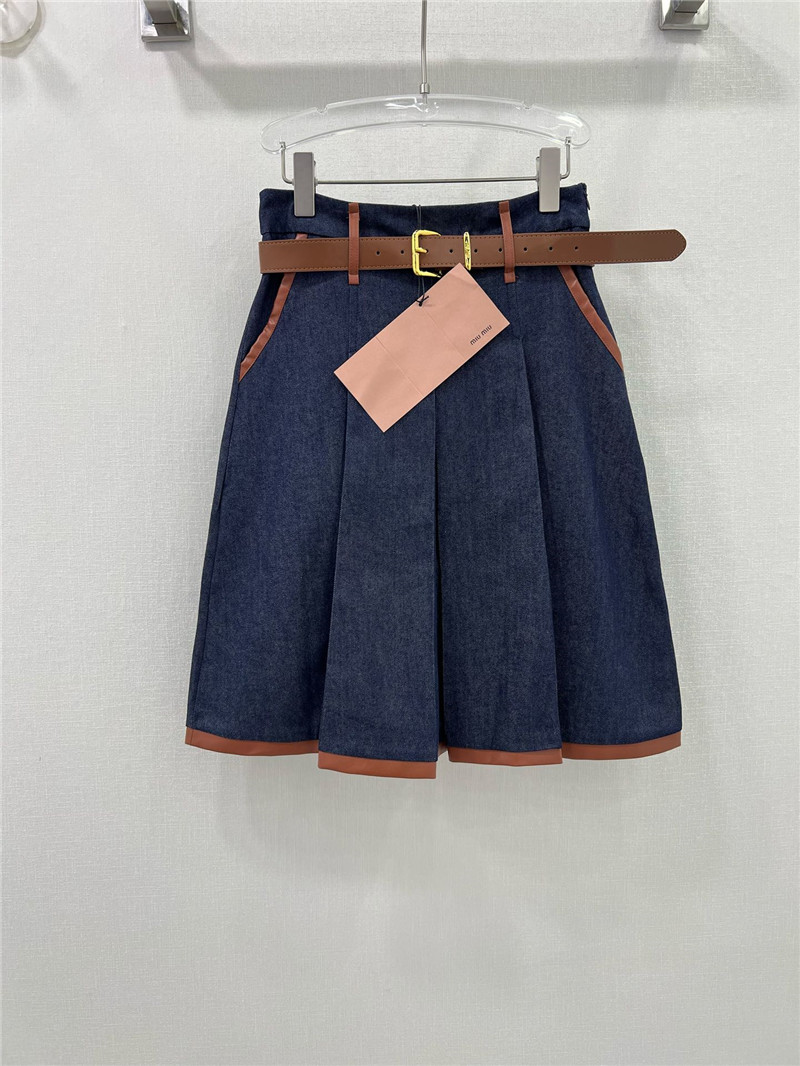 miumiu new midi skirt with leather trim replica clothes