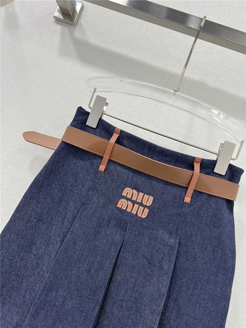 M1um1u new midi skirt with leather trim replica clothes