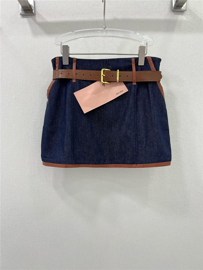 miumiu patchwork leather skirt replica designer clothes