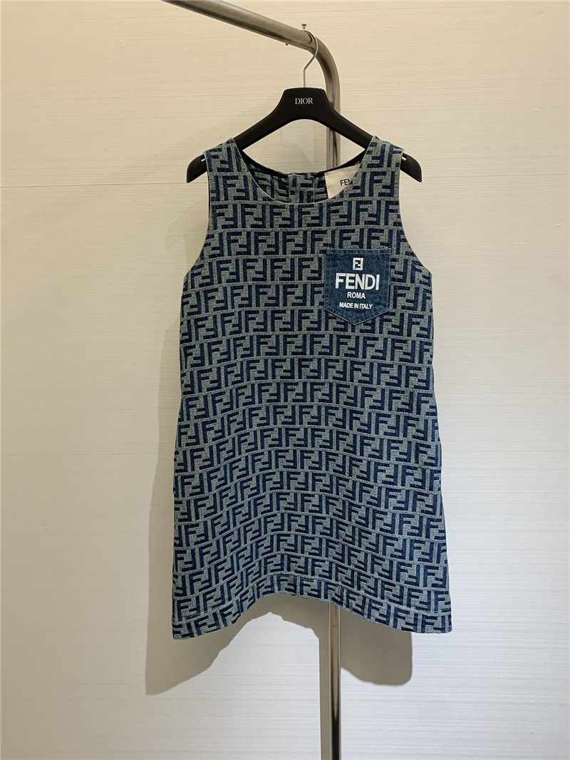 fendi presbyopic letter denim jacquard sundress replica clothing