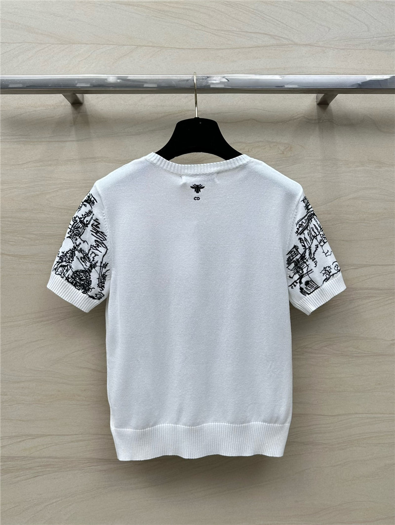 D10r graffiti embroidered short-sleeved top replica clothing