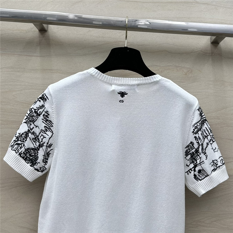 D10r graffiti embroidered short-sleeved top replica clothing