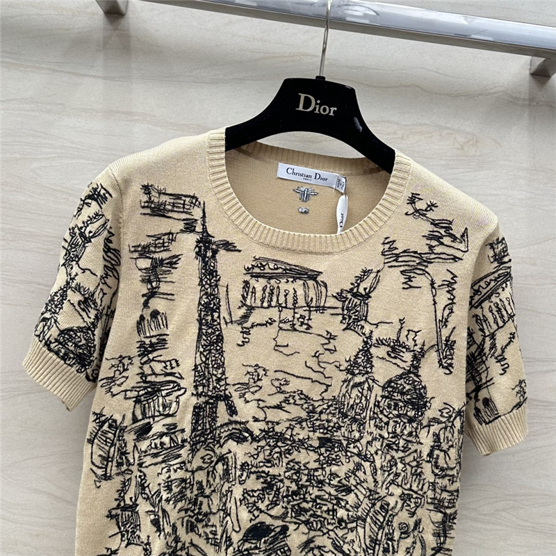 D10r graffiti embroidered short-sleeved top replica clothing
