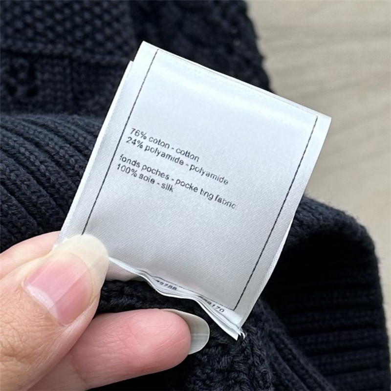 Ch**el logo wool short sleeve sweater navy