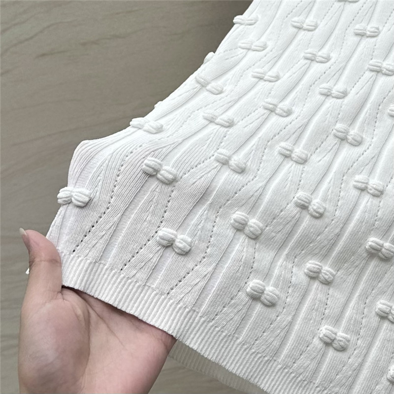Chanel embossed bow knitted top replica clothes